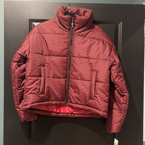 Celebrity Pink houndstooth plaid puffer coat - Picture 3 of 6